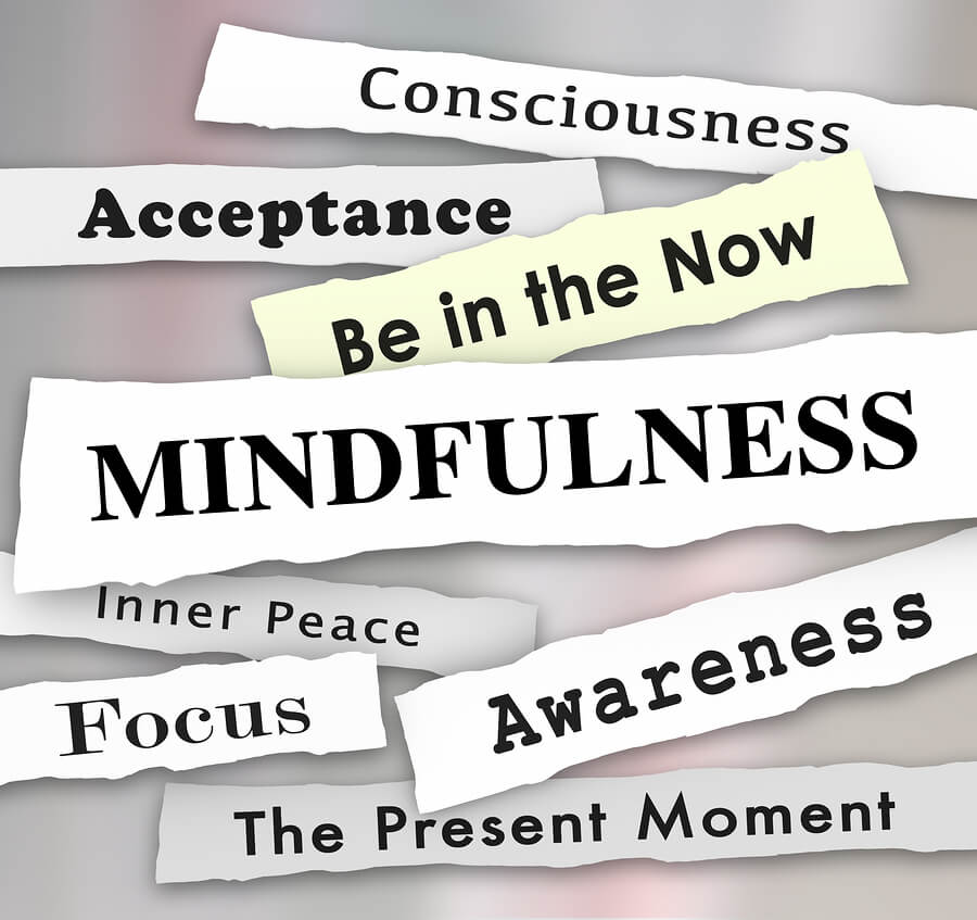 Mindfulness Newspaper Headlines Inner Peace Focus 3d Illustration big bold black lettering
